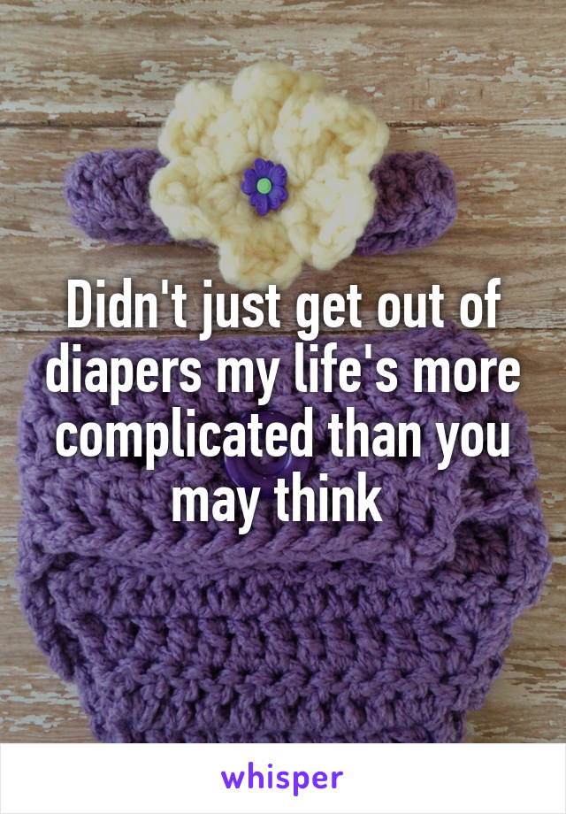 Didn't just get out of diapers my life's more complicated than you may think 