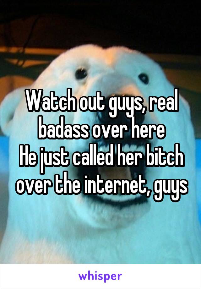 Watch out guys, real badass over here
He just called her bitch over the internet, guys