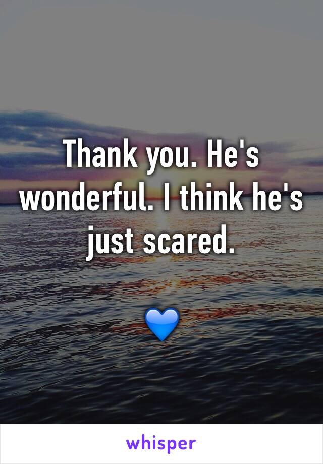 Thank you. He's wonderful. I think he's just scared.

💙