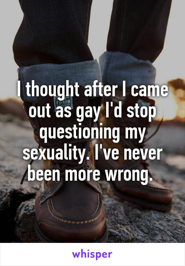 I thought after I came out as gay I'd stop questioning my sexuality. I've never been more wrong. 