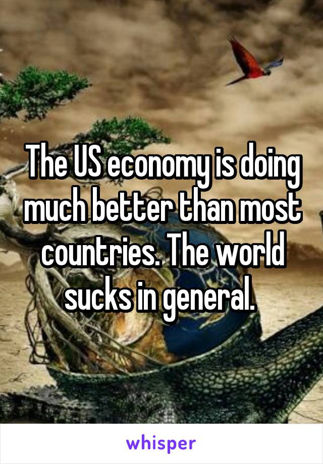 The US economy is doing much better than most countries. The world sucks in general. 