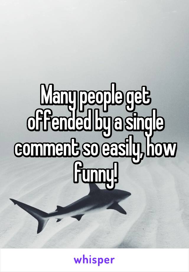 Many people get offended by a single comment so easily, how funny!