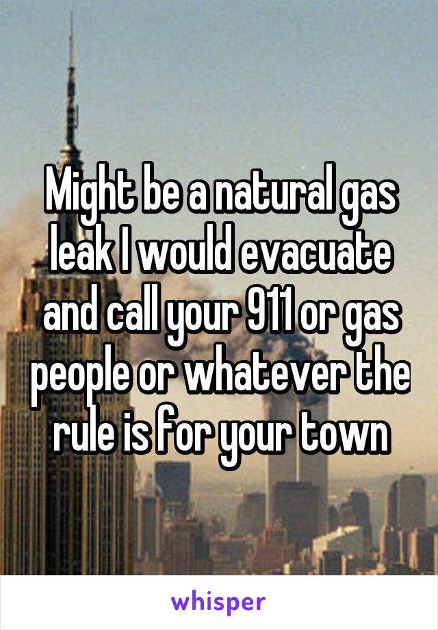 Might be a natural gas leak I would evacuate and call your 911 or gas people or whatever the rule is for your town