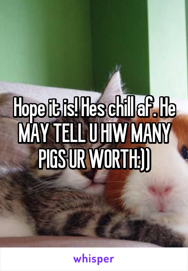 Hope it is! Hes chill af. He MAY TELL U HIW MANY PIGS UR WORTH:))