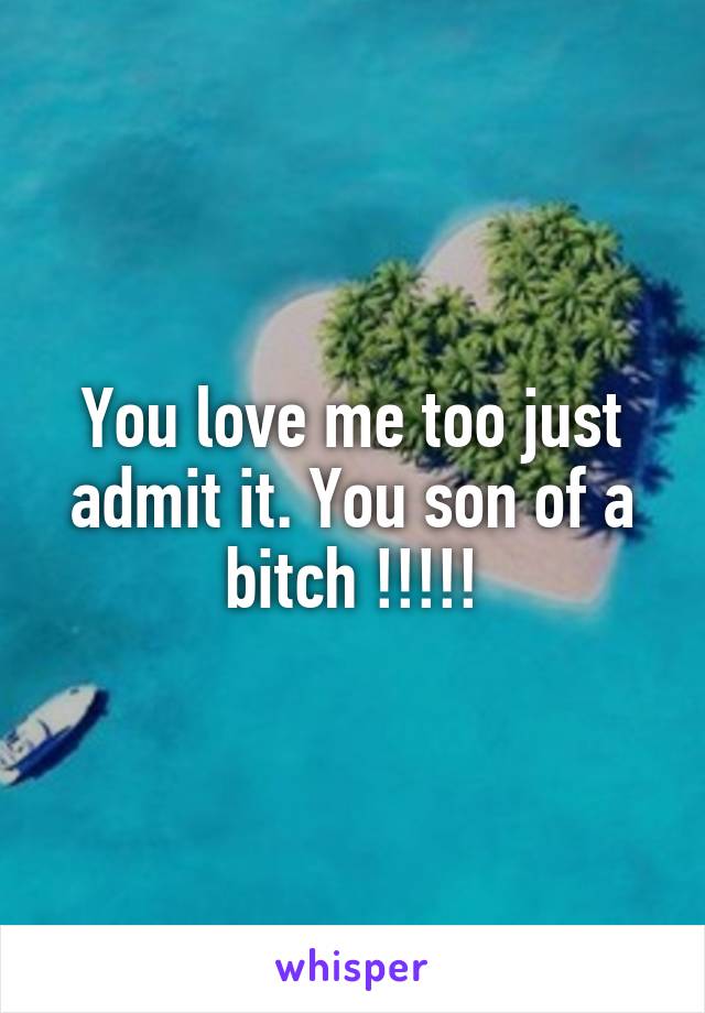 You love me too just admit it. You son of a bitch !!!!!