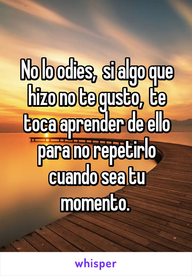 No lo odies,  si algo que hizo no te gusto,  te toca aprender de ello para no repetirlo cuando sea tu momento. 