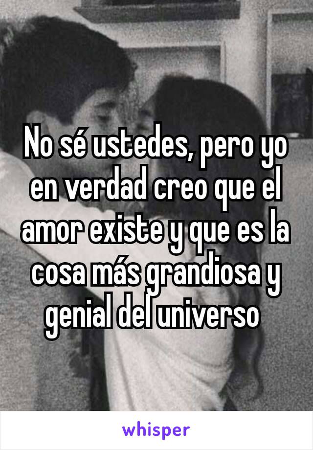 No sé ustedes, pero yo en verdad creo que el amor existe y que es la cosa más grandiosa y genial del universo 