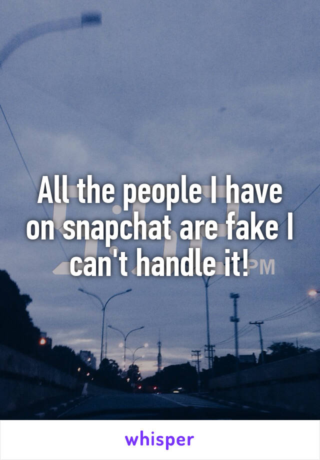 All the people I have on snapchat are fake I can't handle it!