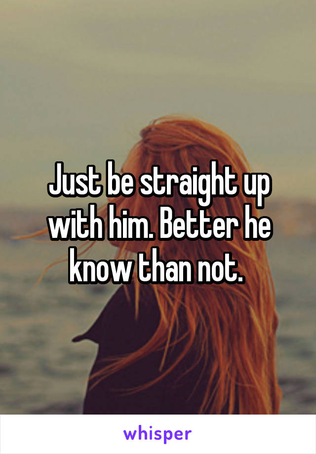 Just be straight up with him. Better he know than not. 