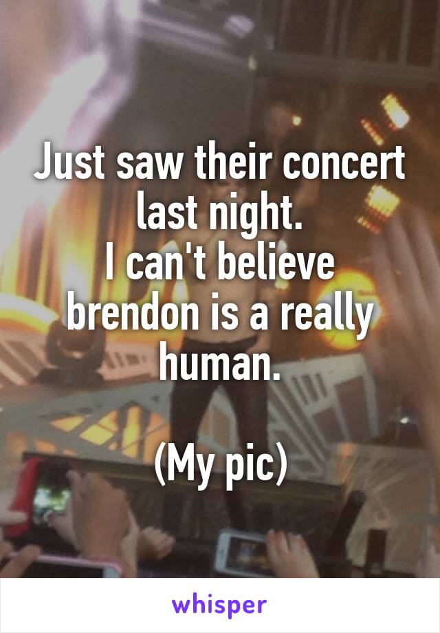 Just saw their concert last night.
I can't believe brendon is a really human.

(My pic)