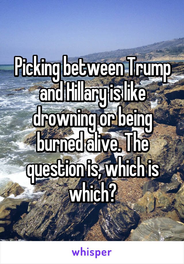 Picking between Trump and Hillary is like drowning or being burned alive. The question is, which is which?