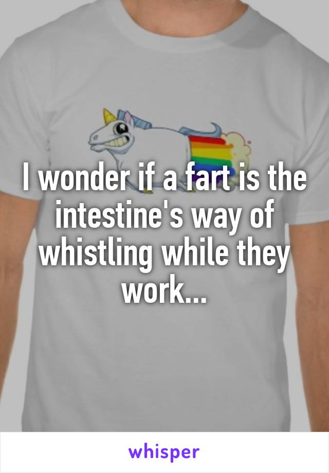 I wonder if a fart is the intestine's way of whistling while they work...