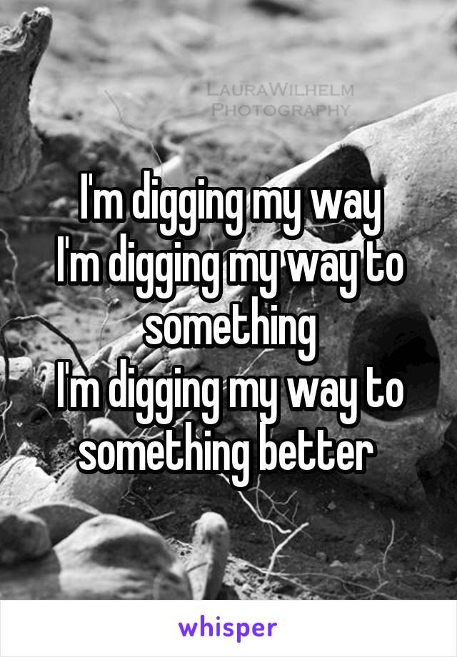 I'm digging my way
I'm digging my way to something
I'm digging my way to something better 