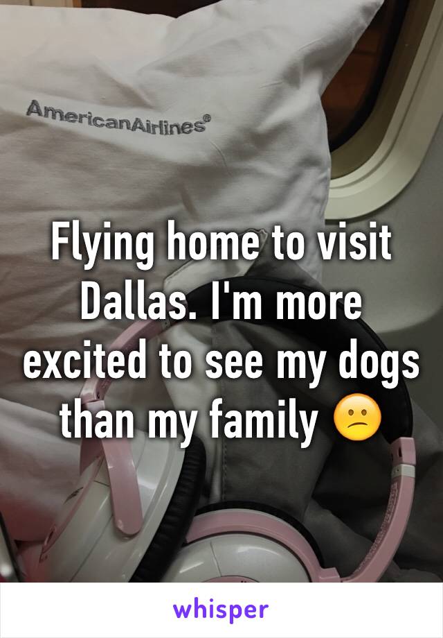 Flying home to visit Dallas. I'm more excited to see my dogs than my family 😕