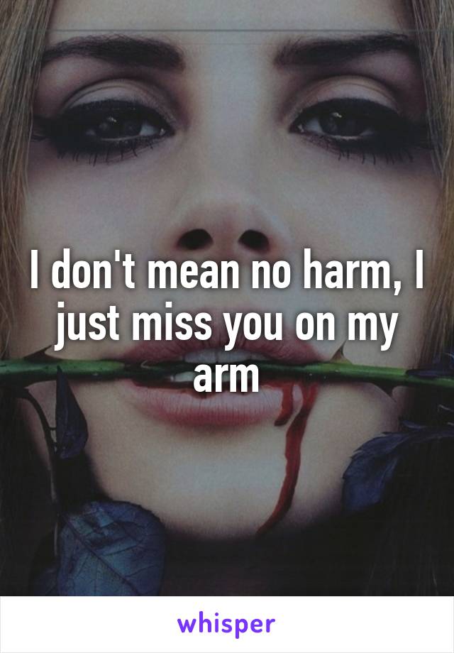 I don't mean no harm, I just miss you on my arm