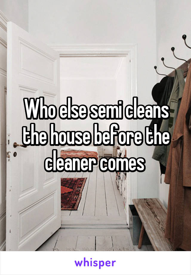 Who else semi cleans the house before the cleaner comes 