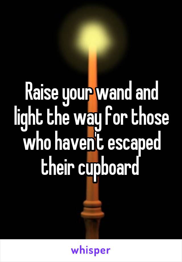 Raise your wand and light the way for those who haven't escaped their cupboard 