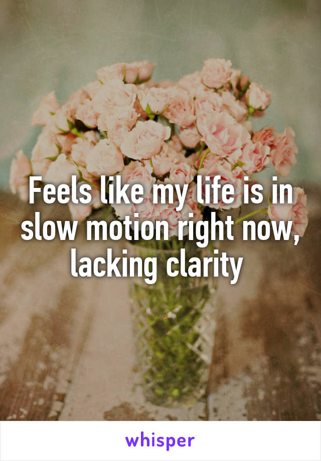 Feels like my life is in slow motion right now, lacking clarity 