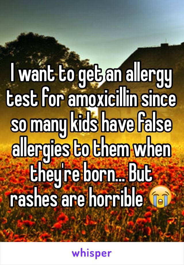 I want to get an allergy test for amoxicillin since so many kids have false allergies to them when they're born... But rashes are horrible 😭