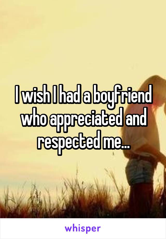 I wish I had a boyfriend who appreciated and respected me...