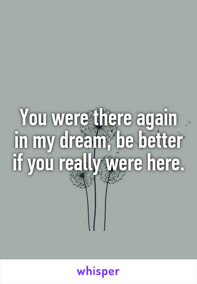 You were there again in my dream, be better if you really were here.