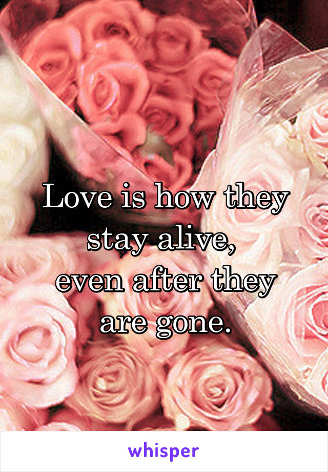 
Love is how they stay alive, 
even after they are gone.