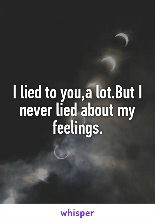 I lied to you,a lot.But I never lied about my feelings.