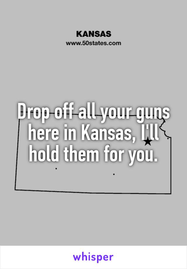 Drop off all your guns here in Kansas, I'll hold them for you.