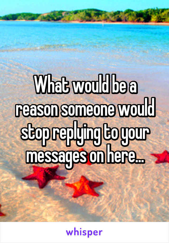 What would be a reason someone would stop replying to your messages on here...