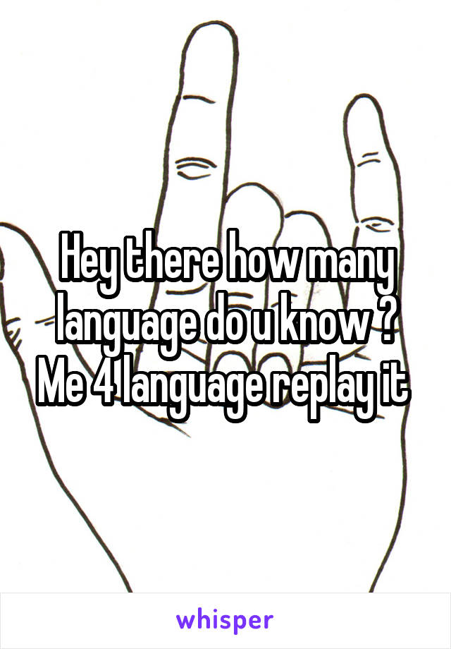 Hey there how many language do u know ? Me 4 language replay it 