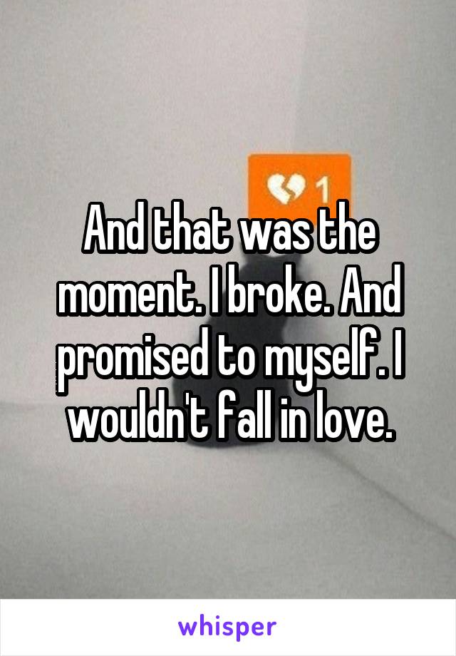 And that was the moment. I broke. And promised to myself. I wouldn't fall in love.