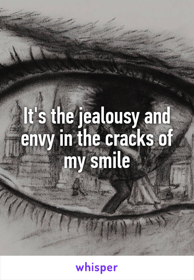 It's the jealousy and envy in the cracks of my smile