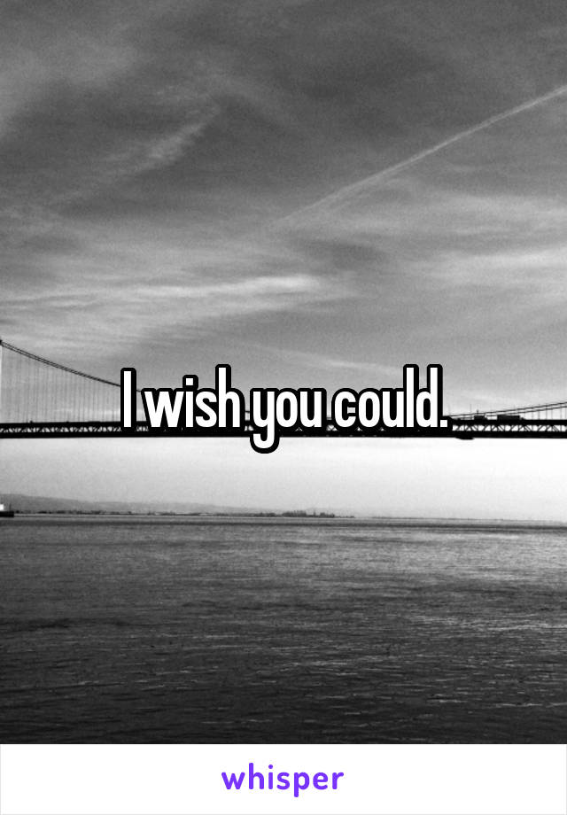 I wish you could.