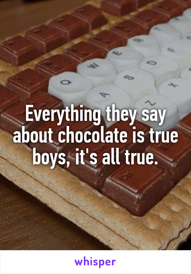 Everything they say about chocolate is true boys, it's all true.