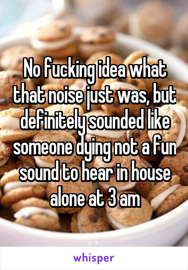 No fucking idea what that noise just was, but definitely sounded like someone dying not a fun sound to hear in house alone at 3 am