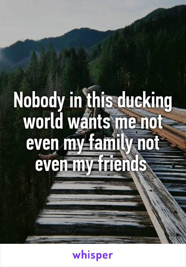 Nobody in this ducking world wants me not even my family not even my friends 