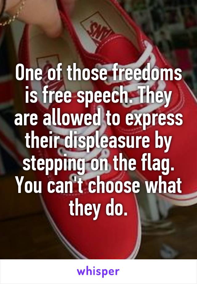 One of those freedoms is free speech. They are allowed to express their displeasure by stepping on the flag. You can't choose what they do.