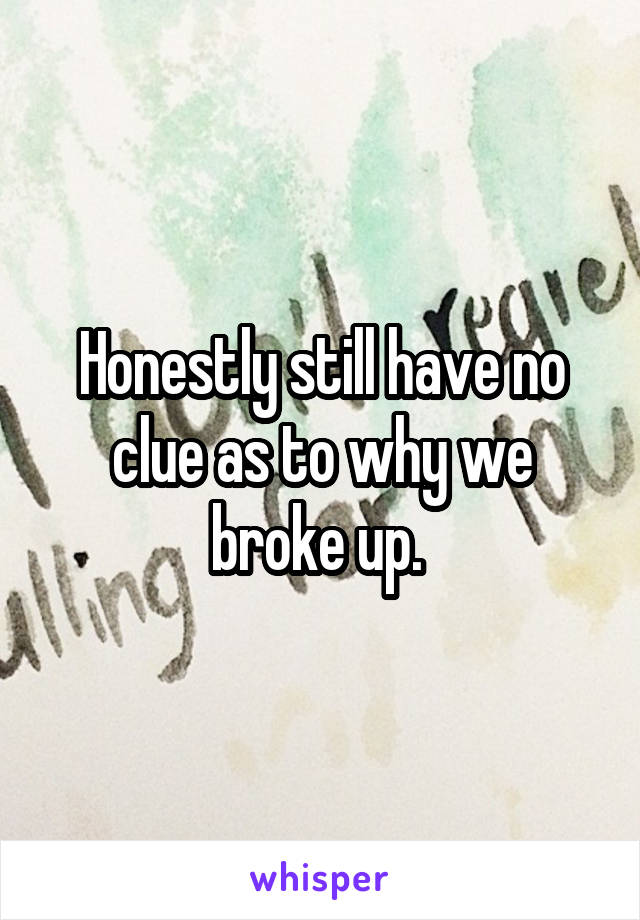 Honestly still have no clue as to why we broke up. 