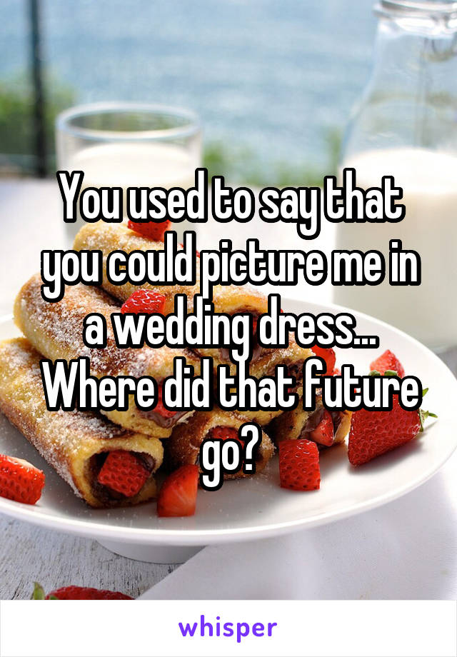 You used to say that you could picture me in a wedding dress... Where did that future go?