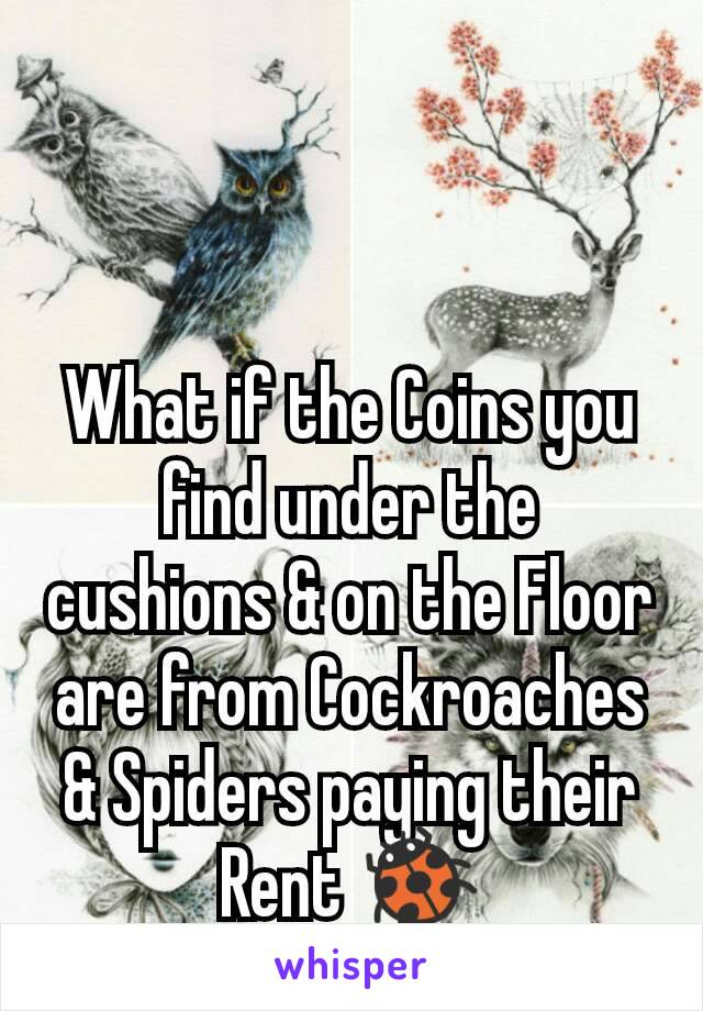 What if the Coins you find under the cushions & on the Floor are from Cockroaches & Spiders paying their Rent 🐞