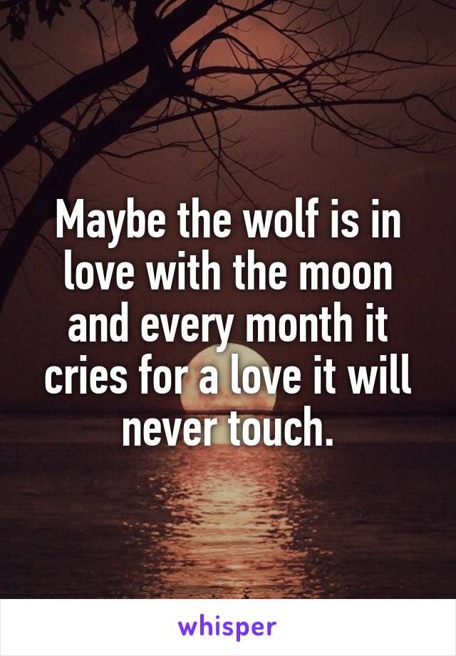 Maybe the wolf is in love with the moon and every month it cries for a love it will never touch.