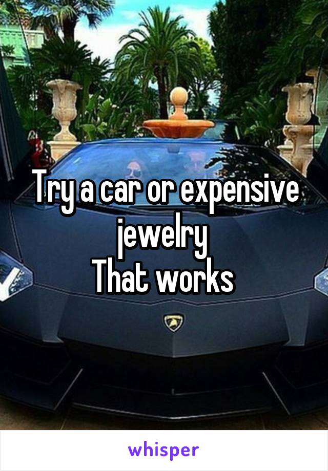 Try a car or expensive jewelry 
That works 