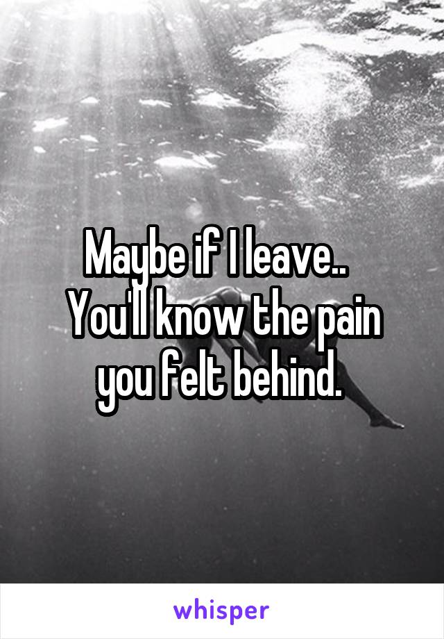 Maybe if I leave..  
You'll know the pain you felt behind. 