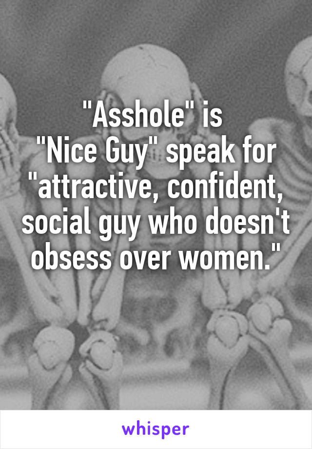 "Asshole" is 
"Nice Guy" speak for "attractive, confident, social guy who doesn't obsess over women."

