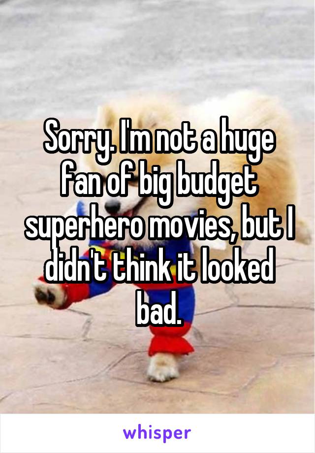 Sorry. I'm not a huge fan of big budget superhero movies, but I didn't think it looked bad.