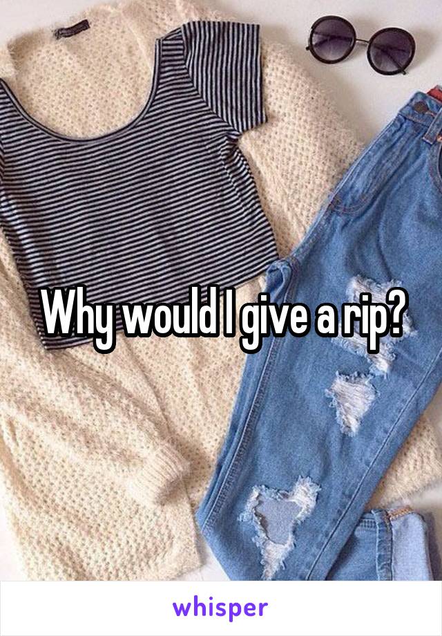 Why would I give a rip?