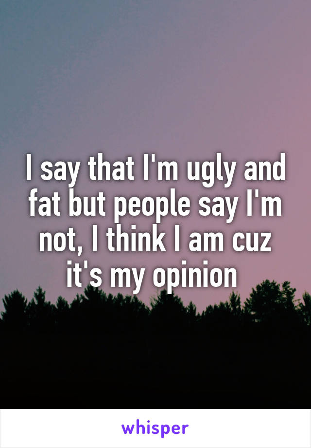 I say that I'm ugly and fat but people say I'm not, I think I am cuz it's my opinion 