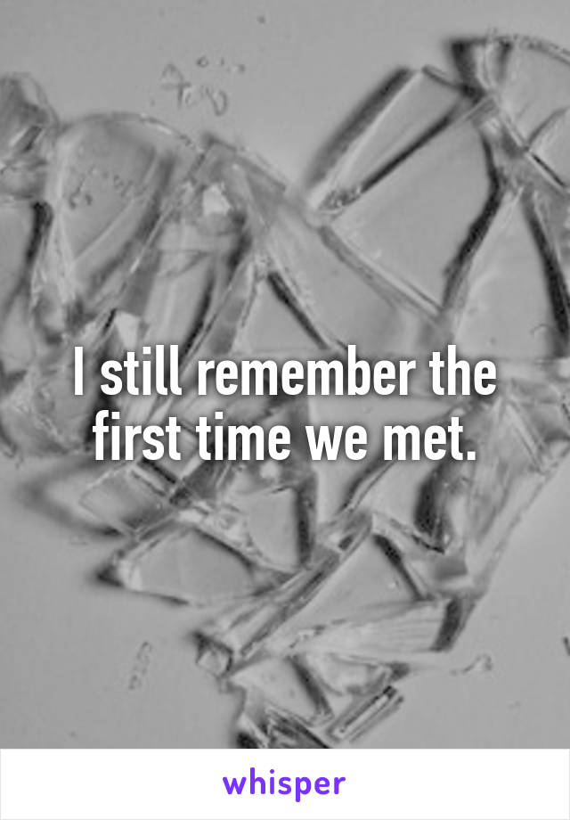 I still remember the first time we met.