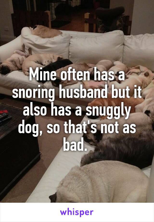 Mine often has a snoring husband but it also has a snuggly dog, so that's not as bad. 