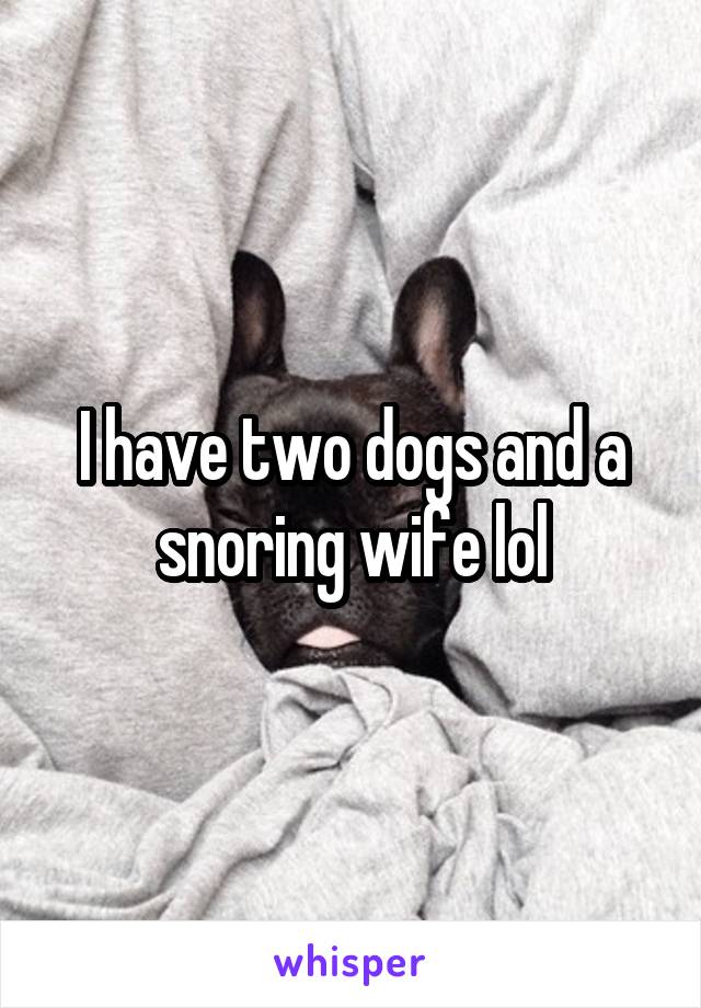 I have two dogs and a snoring wife lol